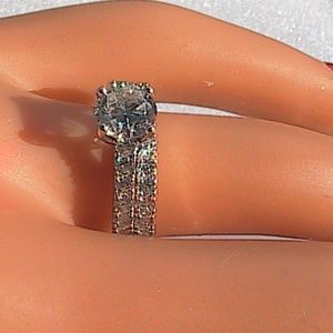 Sterling Silver 2 pc CZ Band Ring Set